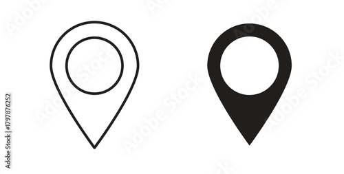 Navigation pin icon with editable stroke and flat vector pack