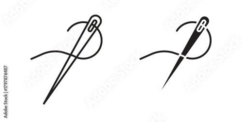 Needle icon with editable stroke and flat vector pack