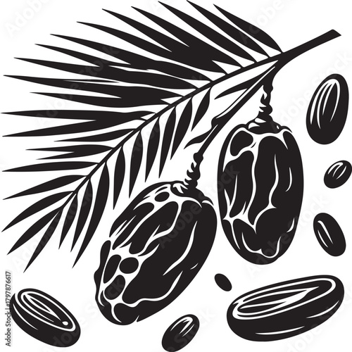 date fruit flat vector silhouette	