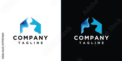 river house logo design .river house logo design illustration vector template	