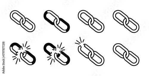 Visual representation of chain links showing connection strength and broken links