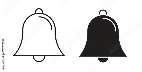 Notification icon with editable stroke and flat vector pack