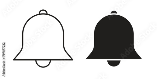Notification icon with editable stroke and flat vector pack