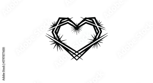 Stylized geometric heart shape with sharp, angular edges and spiky protrusions