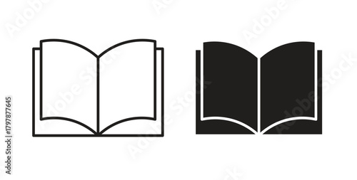 open book icon with editable stroke and flat vector pack