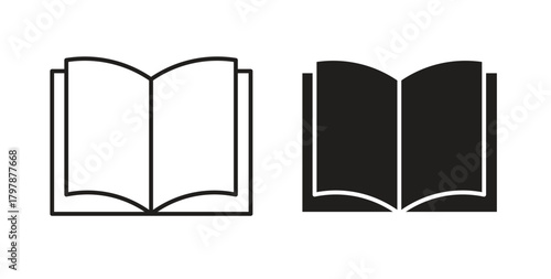 open book icon with editable stroke and flat vector pack