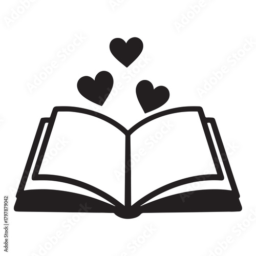Romantic Hearts and Book Silhouette Design