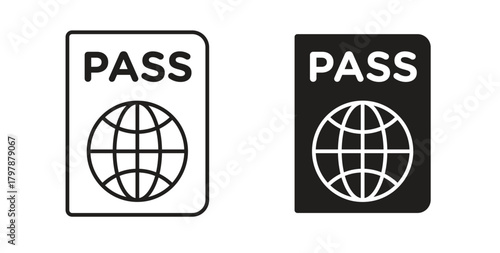 Passport icon with editable stroke and flat vector pack
