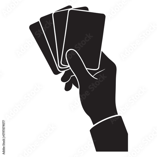 Hand Holding Playing Cards Silhouette, Poker and Gambling