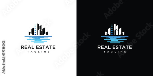 Illustration of a sea building logo. Vector logo design template elements of a sea building.	