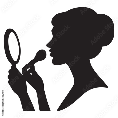  vector silhouette of a woman applying makeup 