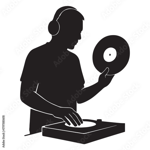 DJ Holding Vinyl Record silhouette
