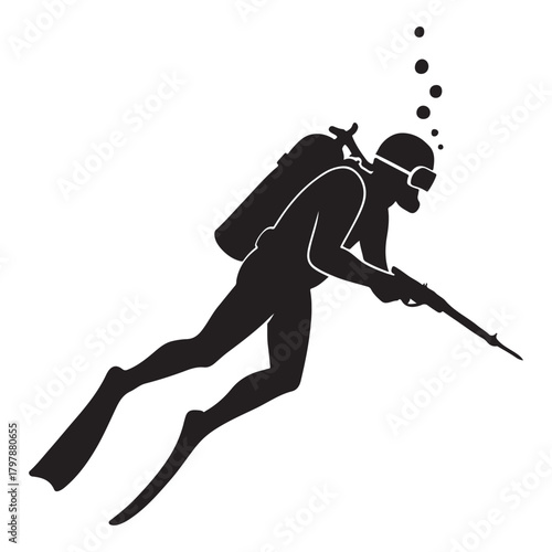 Scuba Spearfishing Silhouette  