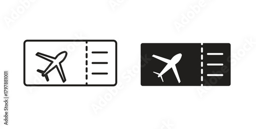 Plane Ticket icon with editable stroke and flat vector pack