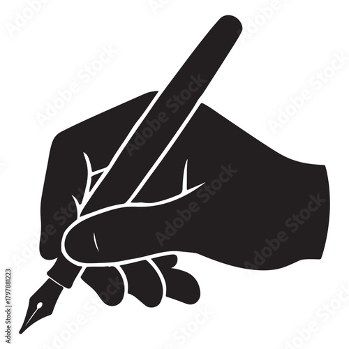 Hand Writing with Fountain Pen Silhouette