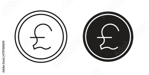 Pound icon with editable stroke and flat vector pack