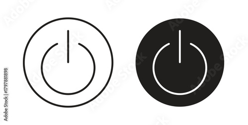 Power button icon with editable stroke and flat vector pack