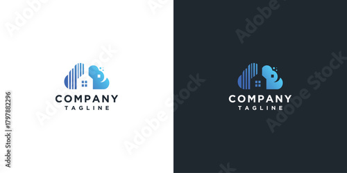 Cloud logo design with house building