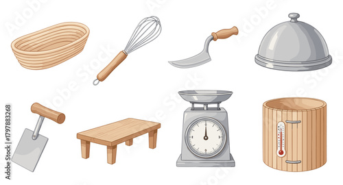 Rustic baking tools and equipment for artisan bread making