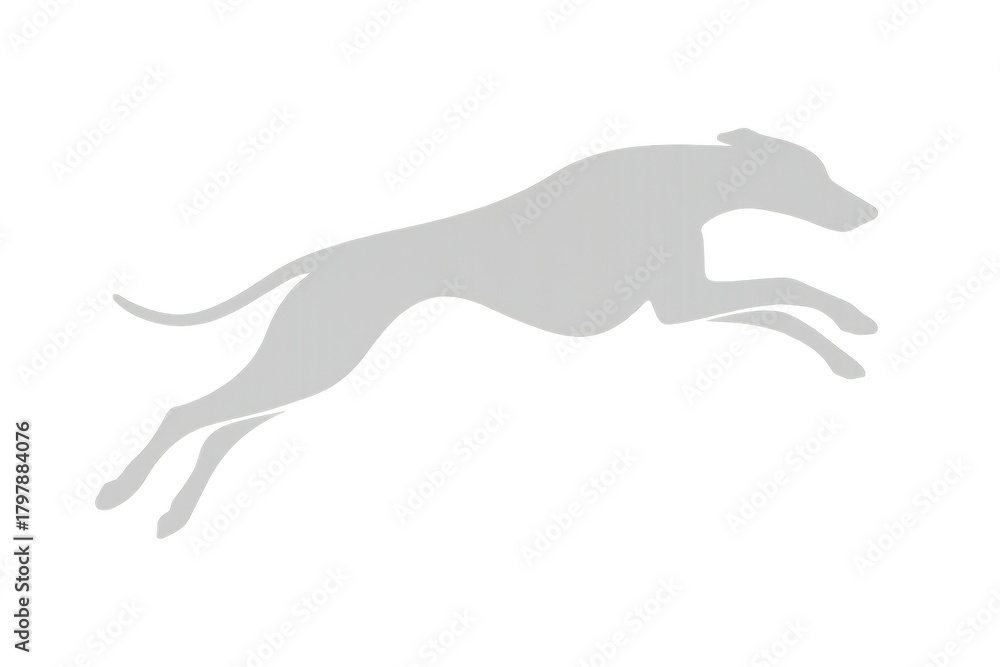 Fototapeta premium Greyhound dog silhouette running and jumping, graphic icon symbolizing speed, agility, and movement on transparent background