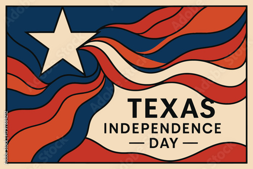 Photos Retro texas independence day celebration with waving lone star flag and patrioti