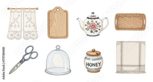 Cozy kitchen and home essentials with vintage aesthetic and warm tones