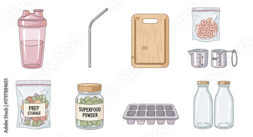 Essential kitchen tools and containers for healthy meal prep and storage