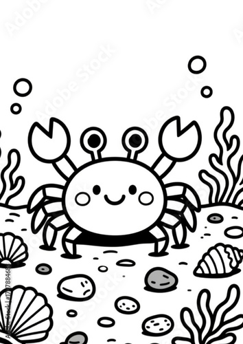 Magical Underwater World” is a series of 15 coloring illustrations with a title page. This children’s set features charming underwater characters and ocean scenes that inspire creativity.