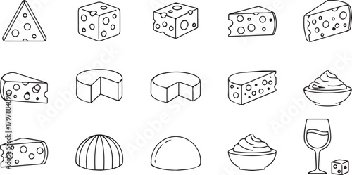 Assortment of cheese types and dairy products