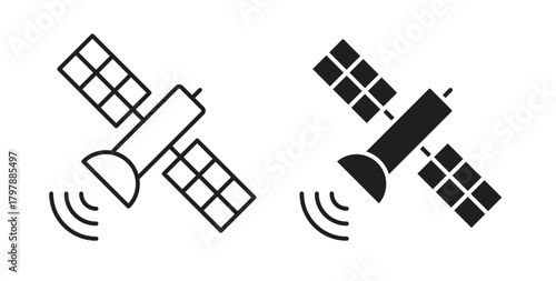 Satellite icon with editable stroke and flat vector pack