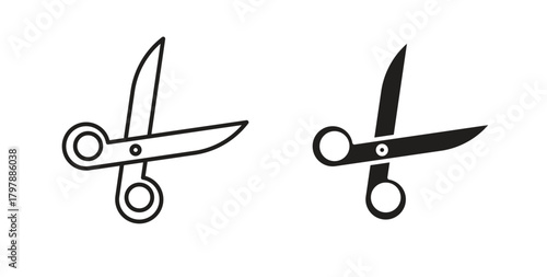 Scissor icon with editable stroke and flat vector pack