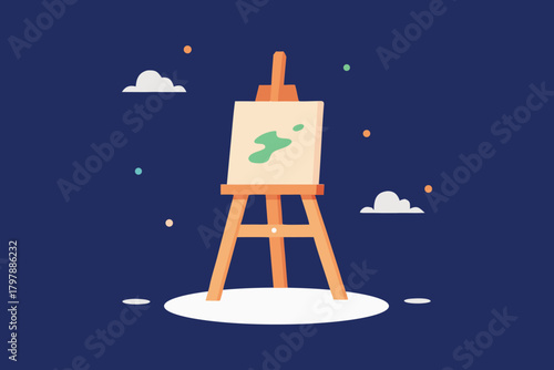 Wooden Easel Abstract Painting Vector