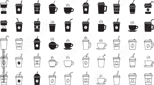 Collection of coffee cup and beverage icons