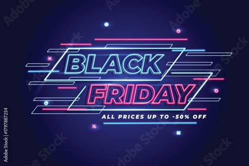 colorful neon black friday vector design illustration