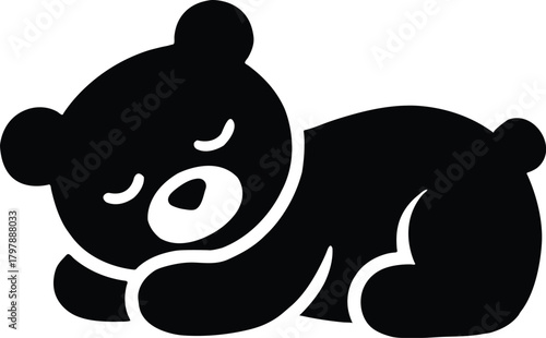 Sleeping baby bear cub illustration, adorable cartoon character