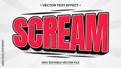 Bold red SCREAM Editable text effect with editable text on a white background