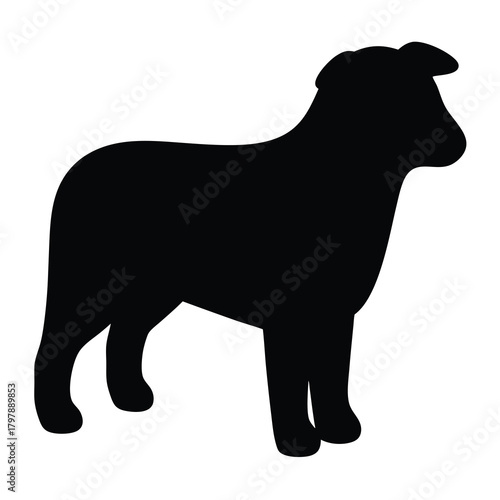 Silhouette of a Dog Standing Steadily on All Fours with Perky Ears