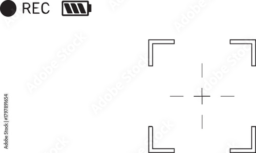 Camera recording interface with focus frame and battery indicator