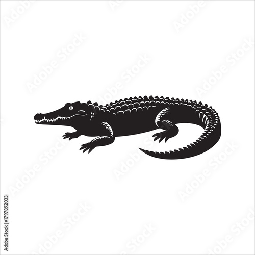 Alligator or Crocodile Lying Down Silhouette