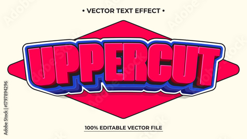 Bold Uppercut Editable Text Effect Design with Vibrant Colors and Shadowing