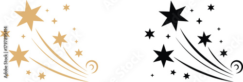 Elegant Star Swirls in Gold and Black for Graphic Design