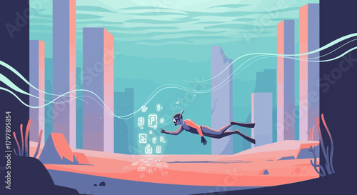 Underwater Exploration: A Diver Interacting with Augmented Reality Interface beneath the Sea