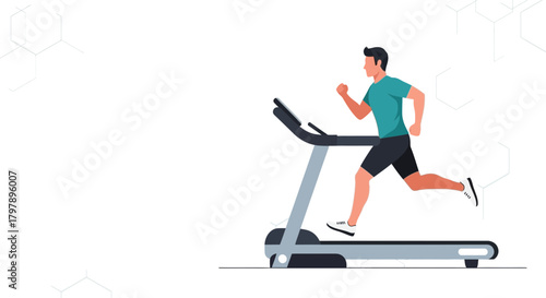 A fit man exercising on a treadmill to improve his health and fitness level indoor gym concept for
