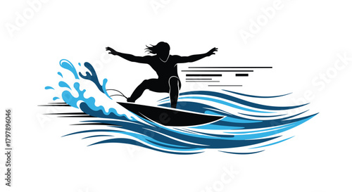 Surfer riding a wave with water splashing around them