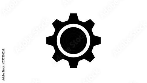Vector illustration of black gear cogwheel with concentric circles inside on a transparent background