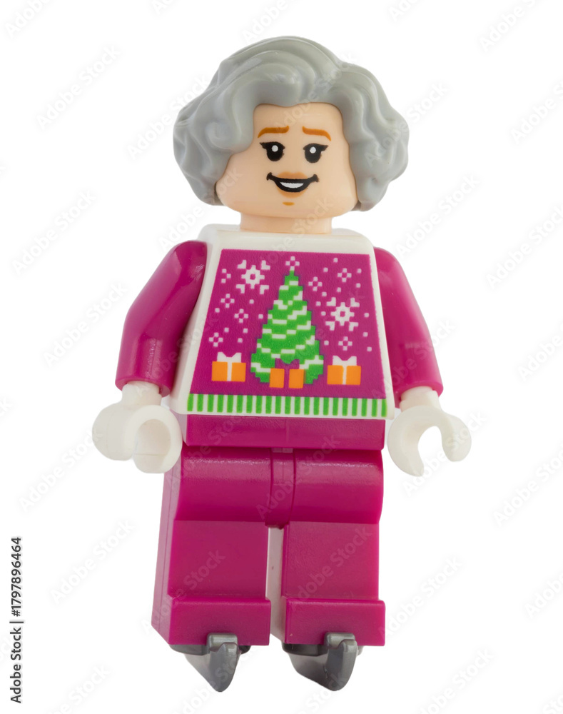 Naklejka premium Dortmund - Deutschland 10. November 2025 - Lego Minifigure Senorin auf Schlittschuh - Studio Aufnahme
