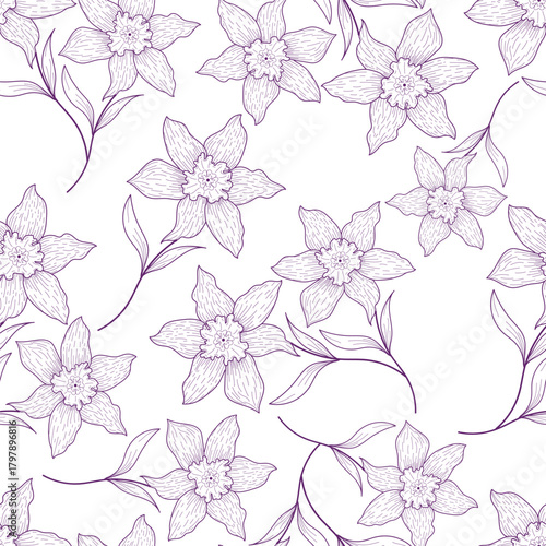 Seamless floral pattern, cute liberty ditsy print of mini botany in a romantic motif. Pretty simple botanical design: small hand drawn flowers, tiny leaves abstract on light field. Vector illustration