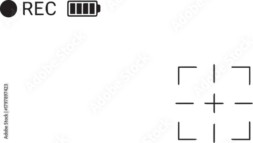 Camera recording indicator with focus reticle and battery level