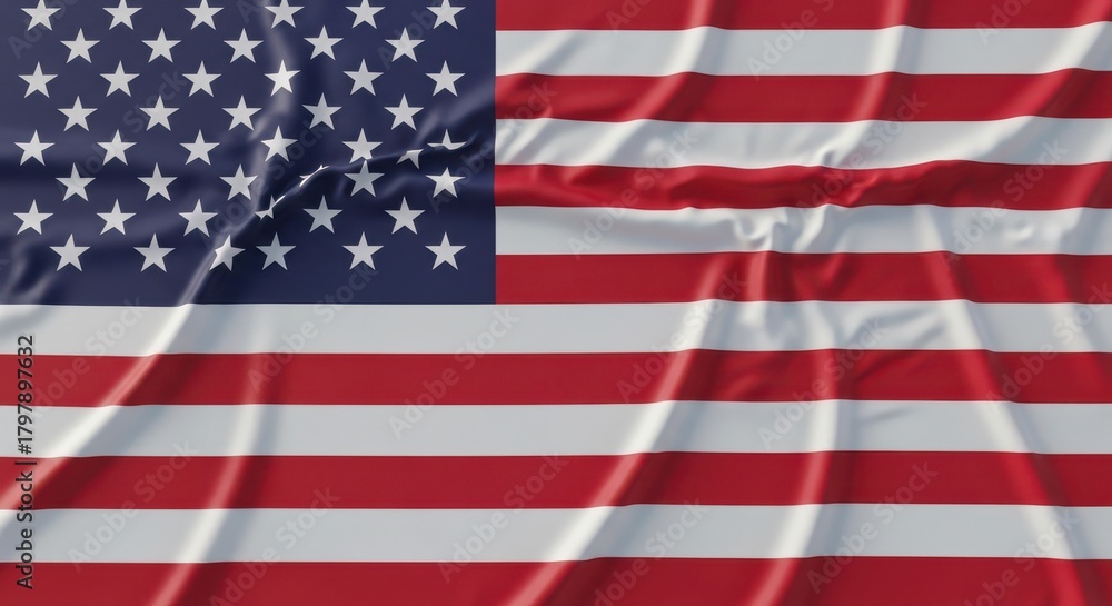 Naklejka premium Closeup of the american flag waving, showing the stars and stripes in detail with fabric texture and shadows