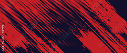 Halftone dots red and blue color pattern gradient grunge texture background. Dot pop art comic sport style vector illustration, abstract illustration eps10